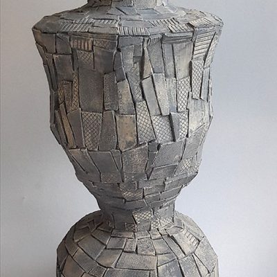 ’Dubbele plakjes vaas’, steengoed, 58 cm hoog, 2018